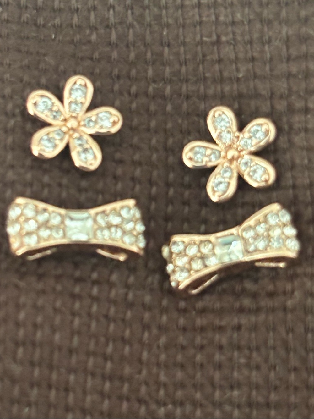 Kate Spade Delicate Flower and Bow Crystal Earrings - Rose Gold Tone
